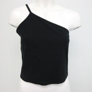 Madewell Crop Tank Size XL One-Shoulder Ribbed Black Womens NWT